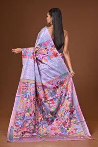 Blended Silk Kantha Stitch Saree Multicolor