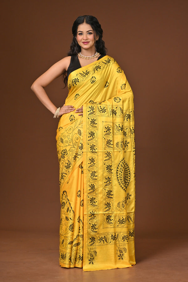 Blended Silk Kantha Stitch Saree