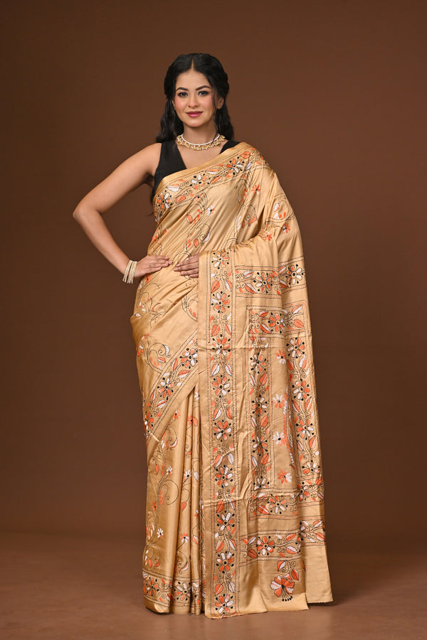 Blended Silk Kantha Stitch Saree
