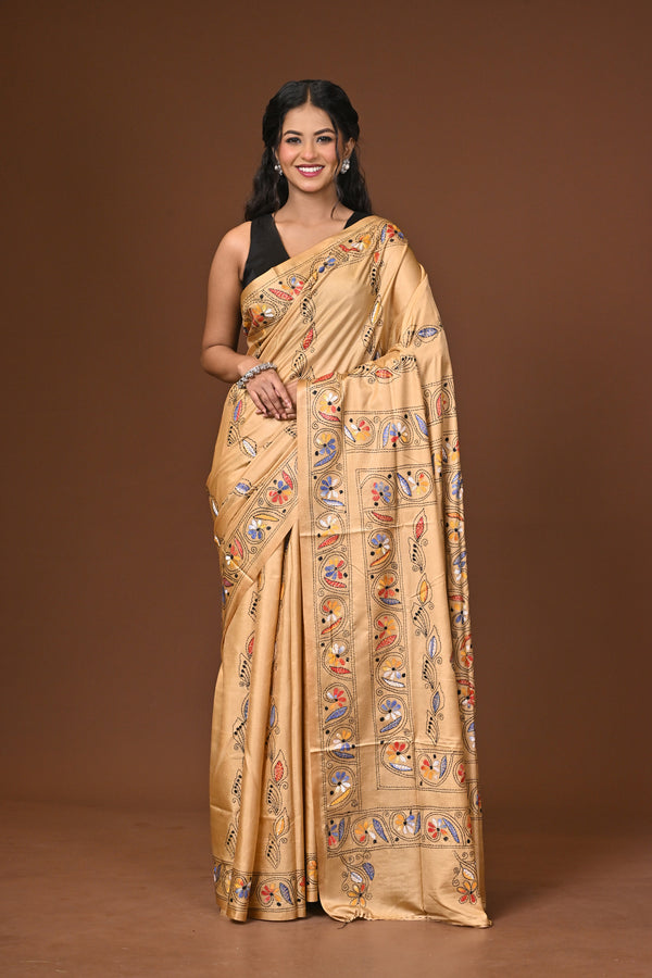 Blended Silk Kantha Stitch Saree