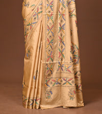 Blended Silk Kantha Stitch Saree Beige