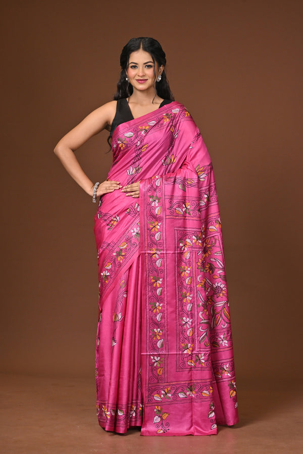 Blended Silk Kantha Stitch Saree