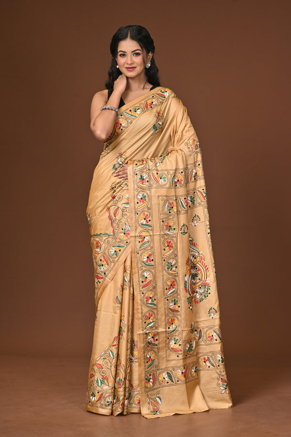Blended Silk Kantha Stitch Saree