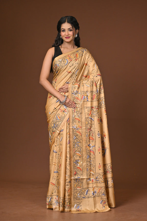 Blended Silk Kantha Stitch Saree
