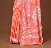 Blended Silk Kantha Stitch Saree Pink