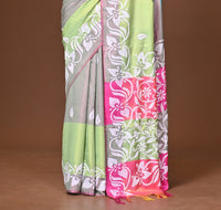 Blended Silk Kantha Stitch Saree Multicolor