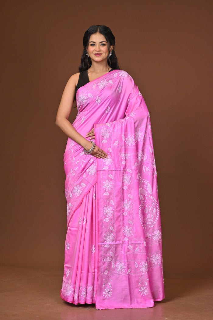 Blended Silk Kantha Stitch Saree