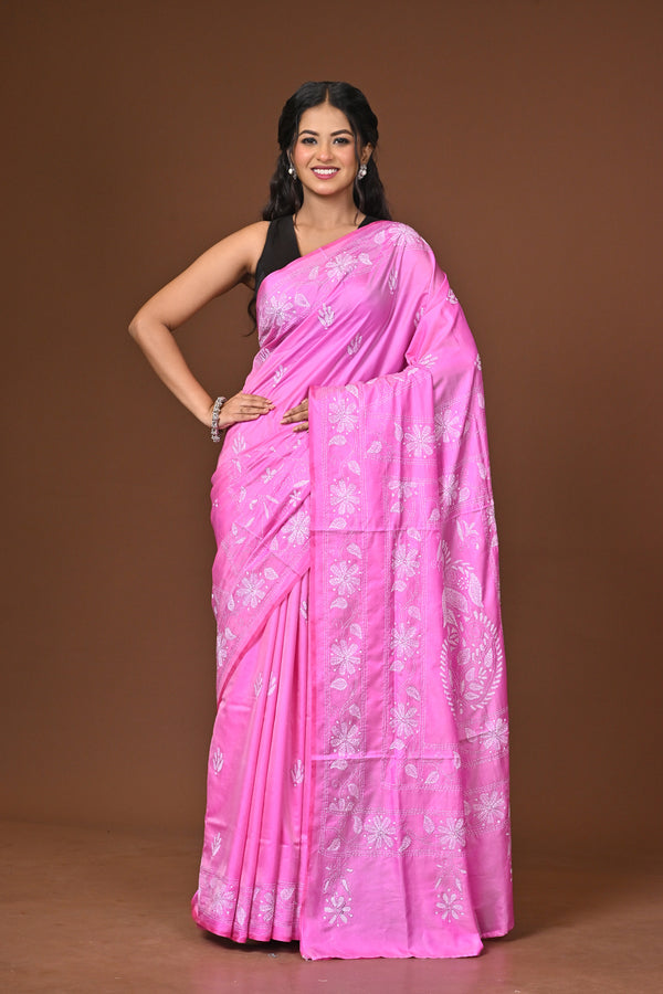 Blended Silk Kantha Stitch Saree