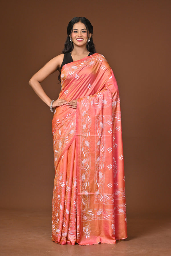 Blended Silk Kantha Stitch Saree
