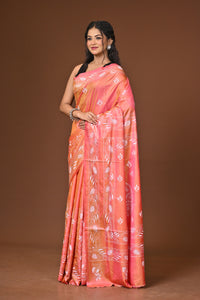 Blended Silk Kantha Stitch Saree Pink