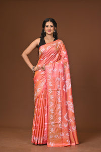 Blended Silk Kantha Stitch Saree Pink