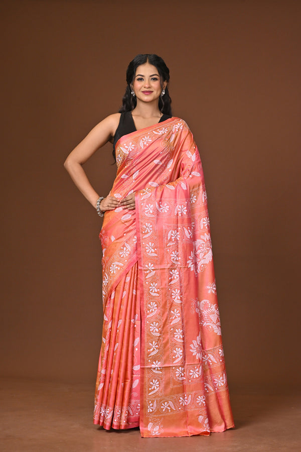 Blended Silk Kantha Stitch Saree