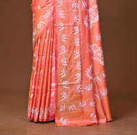 Blended Silk Kantha Stitch Saree Pink