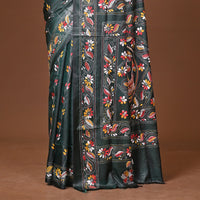 Blended Silk Kantha Stitch Saree Green