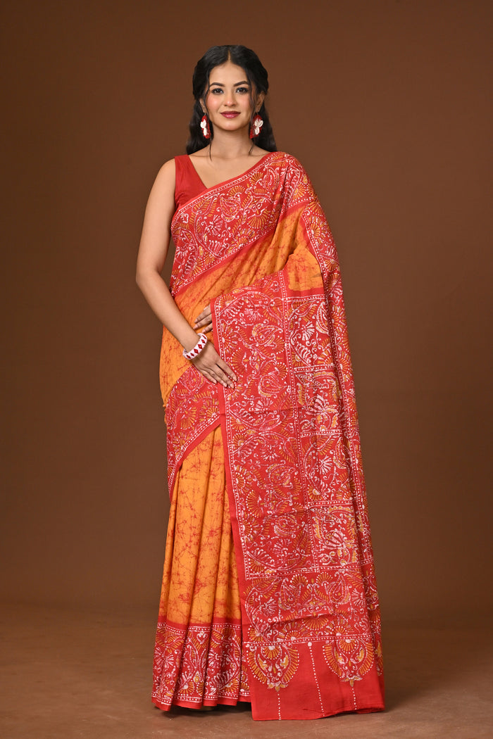 Hand Batik Cotton Saree