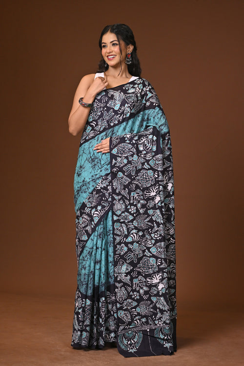 Cotton Hand Batik Saree