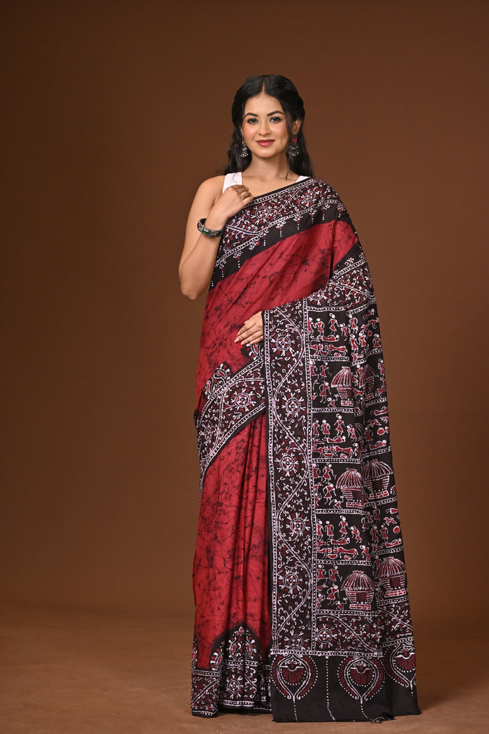 Hand Batik Cotton Saree