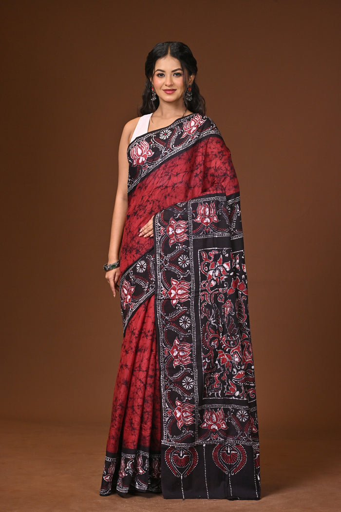 Hand Batik Cotton Saree