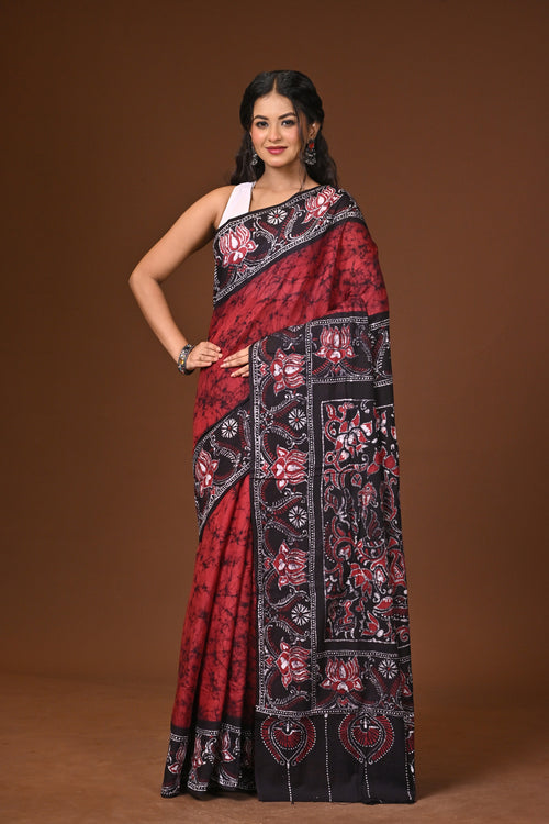 Hand Batik Cotton Saree