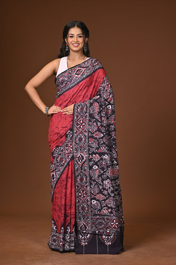 Hand Batik Cotton Saree