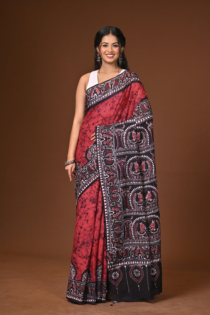 Hand Batik Cotton Saree