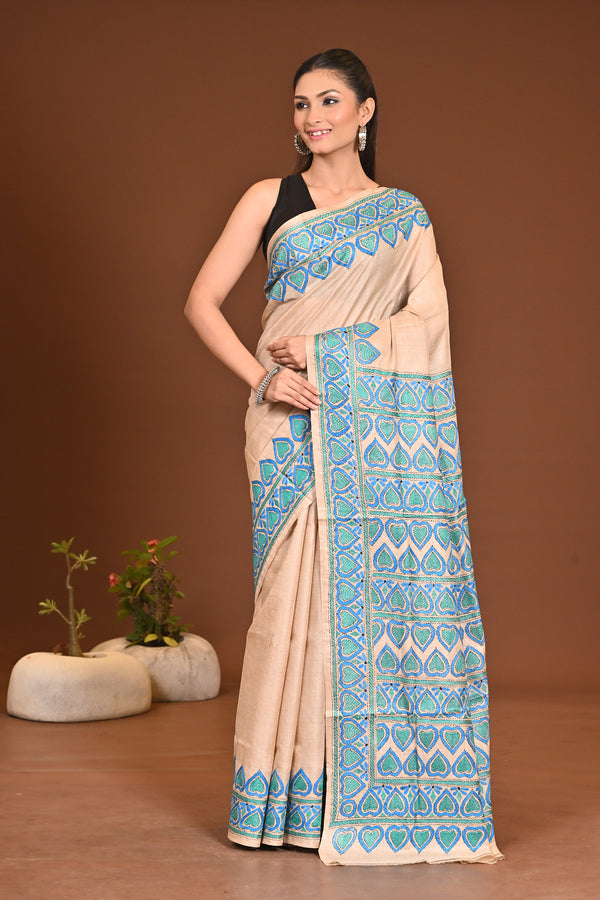 PURE SILK HANDCRAFTED KANTHA SAREE