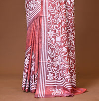 Blended Silk Kantha Stitch Saree Peach
