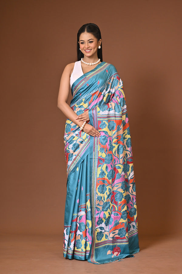 Blended Silk Kantha Stitch Saree