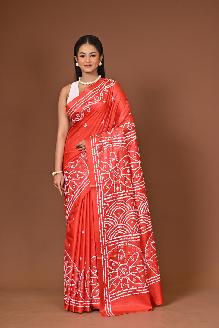 Blended Silk Kantha Stitch Saree