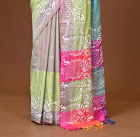 Blended Silk Kantha Stitch Saree Multicolor