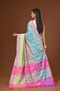 Blended Silk Kantha Stitch Saree Multicolor