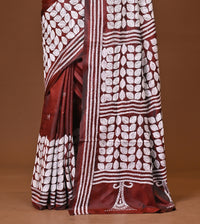 Blended Silk Kantha Stitch Saree Brown