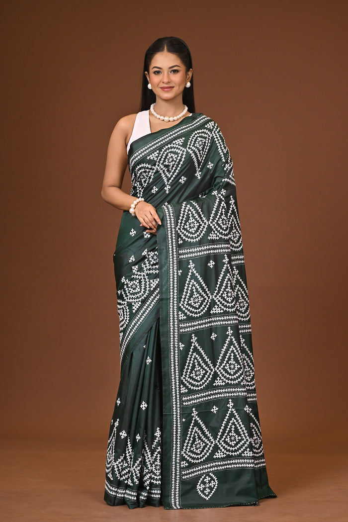 Blended Silk Kantha Stitch Saree