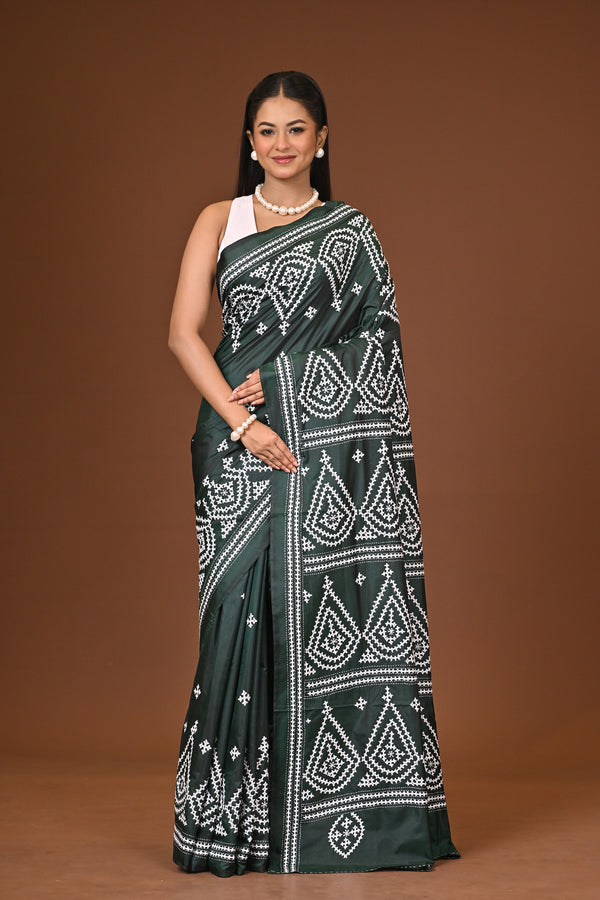Blended Silk Kantha Stitch Saree