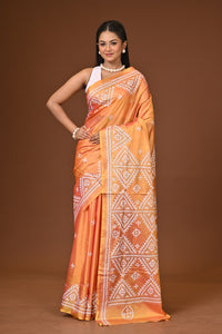 Blended Silk Kantha Stitch Saree Mustard Yellow
