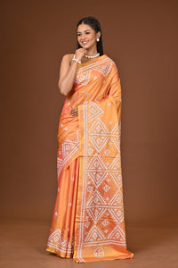 Blended Silk Kantha Stitch Saree Mustard Yellow