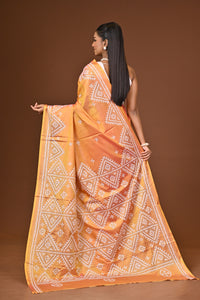 Blended Silk Kantha Stitch Saree Mustard Yellow