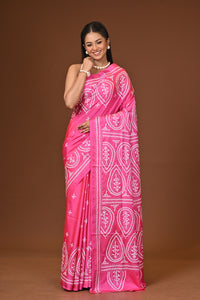Blended Silk Kantha Stitch Saree Pink