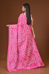 Blended Silk Kantha Stitch Saree Pink