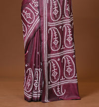 Blended Silk Kantha Stitch Saree Brown