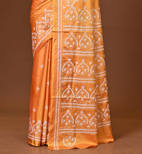 Blended Silk Kantha Stitch Saree Velvet Yellow