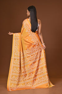 Blended Silk Kantha Stitch Saree Velvet Yellow