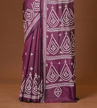 Blended Silk Kantha Stitch Saree Velvet Purple
