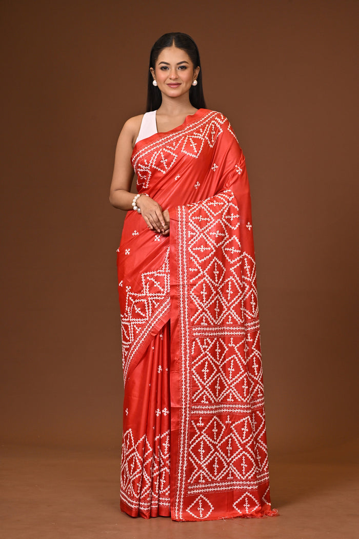 Blended Silk Kantha Stitch Saree