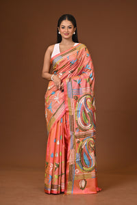 Blended Silk Kantha Stitch Saree Velvet Pink