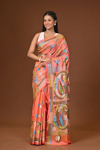 Blended Silk Kantha Stitch Saree Velvet Pink