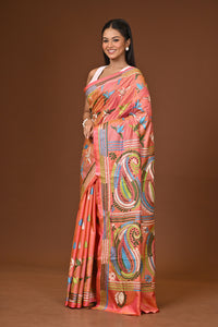 Blended Silk Kantha Stitch Saree Velvet Pink