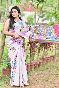 LALITAMBIKA GHICHA DIY HAND PRINT NAKSHI KANTHA SAREE