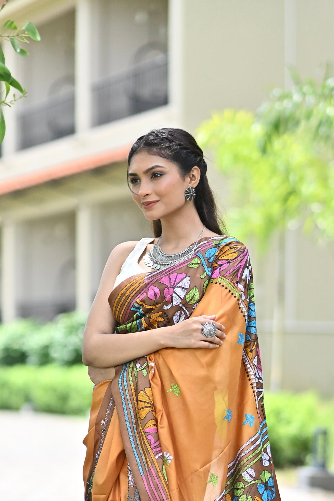 CHANDRAVATI BLENDED SILK KANTHA SAREE