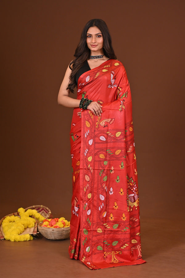 ASHAPURI BLENDED SILK KANTHA SAREE